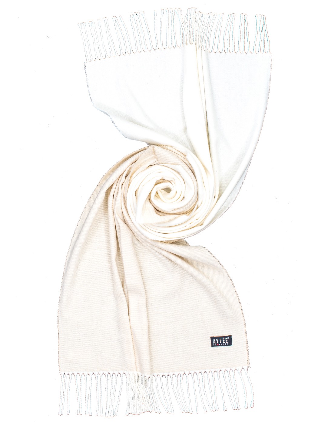 STOLA JACQUARD PASTEL COLORED BLOCKS CON FRANGE, 100X180 - BEIGE
